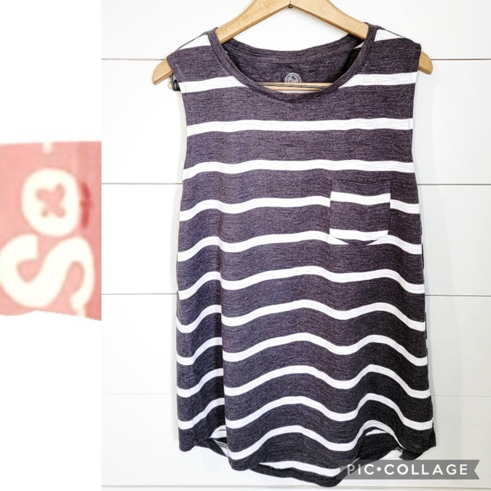 Gray Striped Pocket Tee, SO Medium